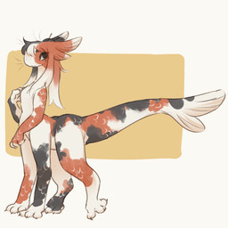 4_ears 4_legs black_body black_eyes black_hair black_scales circle_eyebrows claws eyebrows female fish_tail hair long_hair looking_at_viewer markings mole_(marking) mole_under_eye multi_ear multicolored_body multicolored_hair multicolored_scales nude paws ponytail red_body red_hair red_scales scales simple_background smile smiling_at_viewer solo standing tail thick_tail whiskers white_body white_hair white_scales tateoftot alien amur_carp aquatic carp cyprinid cypriniform felid fish hybrid koi mammal taur typical_carp 1:1 hi_res
