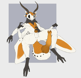 3_fingers 3_toes 4_arms 4_ears animal_genitalia anthro anus arthropod_abdomen arthropod_abdomen_genitalia arthropod_abdomen_penis balls black_ears black_sclera bodily_fluids butt chest_markings feet fingers fur genitals gradient_fur hair holding_penis insect_wings knot knotted_penis lepidopteran_wings looking_down looking_down_at_self male markings moth_antennae multi_arm multi_ear multi_limb neck_tuft orange_anus orange_flesh orange_hair orange_penis ovipositor penis presenting presenting_penis simple_background solo speckled_fur spots tail_ovipositor toes tongue tuft white_body white_fur wing_markings wings asurii gort_(thatbird) arthropod insect lepidopteran moth absurd_res hi_res
