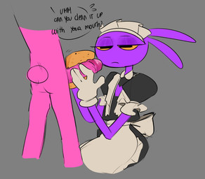 4_fingers anthro big_penis cleaning_cock clothed clothing crossdressing duo eyeshadow fellatio_request femboy fingers genitals half-closed_eyes hand_on_penis heart_symbol huge_penis kneeling looking_up maid_headdress maid_uniform makeup male narrowed_eyes nervous oral_request penis requesting semi-selfcest servitude sex_request speech_bubble sponge standing tail tail_motion tailwag uniform unimpressed karnthud glitch_productions the_amazing_digital_circus evil_jax_(tadc) jax_(tadc) lagomorph leporid mammal rabbit hi_res