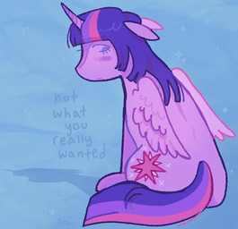 blush female feral horn looking_back melancholic shadow solo sparkles wings ariariari.png friendship_is_magic hasbro my_little_pony mythology twilight_sparkle_(mlp) equid equine mammal mythological_creature mythological_equine winged_unicorn hi_res