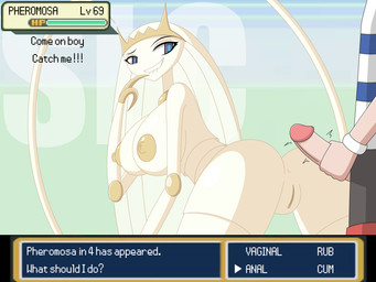 anthro anus areola bent_over big_areola big_breasts big_nipples bite biting_lip biting_own_lip breasts butt clothed clothing dialogue duo erect_nipples erection faceless_character faceless_male female female_focus female_on_human gameplay_mechanics genitals gui health_bar human_on_anthro imminent_sex interspecies looking_back male male/female male_on_anthro masturbation nipples nude penile penile_masturbation penis pokephilia presenting puffy_areola puffy_nipples pupils self_bite solo_focus square_pupils text unusual_pupils vulva white_body white_skin slc nintendo pokemon elio_(pokemon) arthropod generation_7_pokemon human insect mammal pheromosa pokemon_(species) ultra_beast 4:3 english_text hi_res