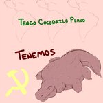 ambiguous_gender communism continent country feral hammer_and_sickle lying on_front pink_background politics quadruped scales simple_background solo text koorivlf crocodile crocodilian reptile scalie 1:1 2020 digital_media_(artwork) meme sketch spanish_text translated