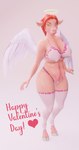 anthro big_breasts breasts breasts_and_teats choker cleavage clothed clothing elera emely female front_view genetically hair holidays hooves jewelry legwear modified necklace nipple_outline red_hair solo stockings teats udder_breasts udders wings elsera hotel_elera valentine's_day angel bovid bovine cattle mammal 135:256 hi_res