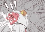 anthro blush brown_body clothing exclamation_point group kemono male open_mouth overweight overweight_male red_body shirt size_difference topwear tusks hon55728 mammal suid suine sus_(pig) wild_boar 2025 hi_res