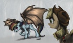 absurd_res applejack_(mlp) blonde_hair blue_fur dragon dragon_wings duo equine fangs female feral friendship_is_magic fur gonedreamer green_eyes hair hat hi_res horse multi-colored_hair my_little_pony pony purple_eyes rainbow_dash_(mlp) wings
Rating: Safe
Score: 11
User: corbie
Date: October 17, 2012
