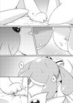 ambiguous_gender bed blush bodily_fluids comic duo eyeless eyes_closed feral furniture generation_3_pokemon generation_4_pokemon hand_holding hand_on_hand hi_res japanese_text jirachi kissing legendary_pokemon mesprit monochrome nettsuu nintendo pokemon pokemon_(species) rear_view shaking sitting sweat sweatdrop text translated trembling