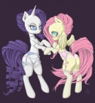 blush butt clothing collar corset duo feathered_wings feathers female feral garter_belt garter_straps horn legwear lingerie looking_at_viewer panties romantic romantic_couple stockings tail topwear underwear wings yellow_body yellow_feathers tt-n friendship_is_magic hasbro my_little_pony mythology fluttershy_(mlp) rarity_(mlp) equid equine mammal mythological_creature mythological_equine pegasus unicorn 2012 signature