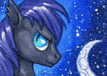 blue_eyes hair purple_hair solo katie_hofgard hasbro my_little_pony equid equine mammal 2015 headshot_portrait portrait traditional_media_(artwork)
