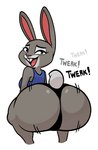 anthro big_butt black_clothing black_panties black_underwear breasts bubble_butt buckteeth butt butt_focus clothing curvy_figure eyelashes female fluffy fluffy_tail fur grey_body grey_fur huge_butt long_ears looking_at_viewer looking_back looking_back_at_viewer motion_lines multicolored_body multicolored_fur open_mouth panties purple_eyes rear_view shirt short_tail simple_background smile solo tail tank_top teeth thick_thighs tongue topwear twerking two_tone_body two_tone_fur underwear white_background wide_hips komdog disney zootopia judy_hopps lagomorph leporid mammal rabbit 2023 digital_drawing_(artwork) digital_media_(artwork)