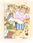 anthro belly blush clothing duo eyes_closed kemono male onesie overweight overweight_male pillow shirt sleeping text topwear underwear snow_utamaru bear mammal 2013 comic japanese_text