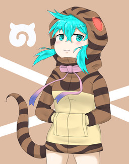 4_eyes blue_eyes blue_hair blush blush_lines breasts clothed clothing disappointed exposed_thighs eyebrows eyes_on_head female glowing glowing_eyes hair hand_in_pocket hoodie japari_symbol living_tail markings multi_eye multicolored_hoodie multicolored_ribbon pantsless pattern_clothing pattern_hoodie pattern_topwear pink_bow pockets red_eyes simple_background snake_hood snake_tail solo striped_clothing striped_hoodie striped_markings striped_tail striped_topwear stripes tail tail_markings tan_background tan_clothing thick_tail topwear unusual_anatomy unusual_clothing unusual_tail young young_female young_humanoid eachtime asian_mythology east_asian_mythology japanese_mythology kemono_friends mythology tsuchinoko_(kemono_friends) animal_humanoid cryptid humanoid mythological_creature mythological_scalie reptile reptile_humanoid scalie scalie_humanoid snake snake_humanoid tsuchinoko yokai hi_res
