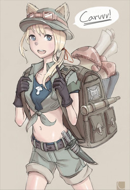 blonde_hair blue_eyes bottomwear breasts clothed clothing crossgender eyewear female fungus gloves goggles hair handwear hat headgear headwear knife map mushroom shorts small_breasts solo spyglass carv_(artist) league_of_legends riot_games tencent teemo_(lol) animal_humanoid humanoid mammal 2011 smaller_version_at_source