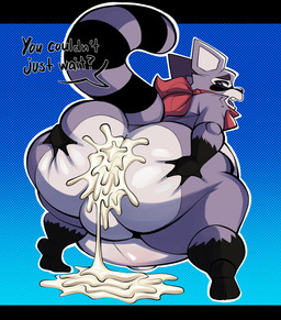 after_sex anthro backsack balls belly bent_over big_belly big_butt bodily_fluids bottom_heavy butt butt_squish cum cum_in_ass cum_inflation cum_inside cum_on_butt cum_pool dialogue excessive_cum excessive_genital_fluids fur genital_fluids genitals grey_body grey_fur huge_belly huge_butt hyper hyper_butt inflation kerchief kerchief_only leaking_cum looking_at_viewer looking_back looking_back_at_viewer male male_anthro mostly_nude neckerchief neckerchief_only neckwear nude open_mouth purple_eyes shortstack shortstack_male solo spread_butt spreading squish text thick_thighs wide_hips doeswhatever indigo_park rambley_raccoon mammal procyonid raccoon 2025 absurd_res digital_media_(artwork) english_text hi_res