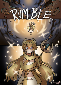 blonde_hair blue_eyes claws clothed clothing female hair head_wings long_hair outside simple_background solo staff text toe_claws unusual_wing_placement wings shriekingmagpie humanoid comic english_text hi_res