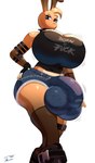 alternative_fashion anthro balls_outline big_bulge blue_eyes bottomwear breasts bulge clothing collar denim denim_bottomwear denim_clothing detailed_bulge eyelashes fingerless_gloves fishnet_clothing fishnet_gloves fishnet_handwear fishnet_legwear genital_outline gloves goth gynomorph hand_on_hip handwear huge_bulge hyper hyper_bulge intersex jeans legwear looking_at_viewer low-angle_view pants profanity solo speech_bubble spiked_collar spikes text torn_bottomwear torn_clothing torn_jeans torn_pants under_boob tohilewd lemon_popper lagomorph leporid mammal rabbit absurd_res english_text hi_res