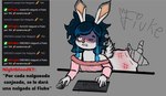 ambiguous_gender anthro big_butt blue_hair blue_highlights butt butt_slap clothing computer_keyboard computer_mouse disembodied_hand femboy fur grey_background hair highlights_(coloring) livestream male male/ambiguous nightbloodkt pink_clothing pink_topwear simple_background slap slap_mark solo_focus spank_marks spank_marks_on_ass spanked_butt spanking streamers suffering topwear white_body white_fur fiuke twitch.tv fiuke_bnuy animal_humanoid humanoid lagomorph lagomorph_humanoid leporid leporid_humanoid mammal mammal_humanoid rabbit rabbit_humanoid digital_drawing_(artwork) digital_media_(artwork) digital_painting_(artwork)