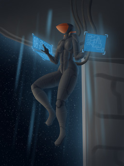 aircraft airplane black_body breasts echo_(affront) featureless_breasts female floating glass holographic_screen inside jet machine mq-28_ghost_bat solo space spacecraft star technology tube vehicle window affront boeing aircraft_humanoid humanoid living_aircraft living_machine living_vehicle 3:4 hi_res