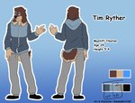 anthro blue_background blue_eyes bottomwear brown_body brown_fur clothing color_swatch front_and_back fur grey_bottomwear grey_clothing grey_pants hoodie male pants raised_hand simple_background solo standing tail topwear two_tone_tail randomgirl1265 tim_ryther canid canine canis domestic_dog livestock_guardian_dog mammal molosser mountain_dog pastoral_dog tibetan_mountain_dog character_name model_sheet