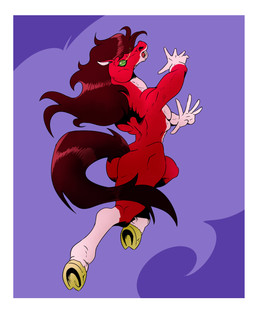 anthro border butt green_sclera hair hooves male nude nude_anthro purple_background red_body red_hair simple_background solo white_border reagan700 atlus megami_tensei sega orobas demon equid equine horse mammal 2024 hi_res