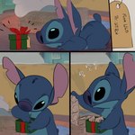 4_fingers big_ears blue_body blue_fur condom confusion detailed_background fingers fur gift holding_object holidays humor inside looking_down male question_mark sexual_barrier_device solo standing text pokachu_(artist) christmas disney lilo_and_stitch stitch_(lilo_and_stitch) alien experiment_(lilo_and_stitch) 1:1 2023 absurd_res english_text hi_res meme