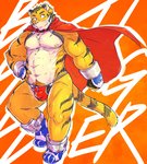 anthro bulge cape clothing kemono male muscular muscular_anthro muscular_male solo underwear chiro_(artist) build_tiger build_tiger_(character) felid mammal pantherine tiger 2014