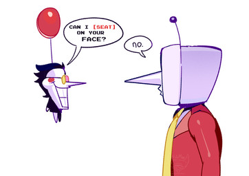 balloon duo electronics eyewear for_a_head glasses height_assist humor inflatable lips male male/male necktie not_furry pointy_nose red_balloon rejection screen screen_face smile teeth television fishmanfishman3 deltarune undertale_(series) spamton_g._spamton tenna_(deltarune) darkner humanoid object_head screen_head tv_head absurd_res comment_chain hi_res lol_comments