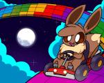 ambiguous_gender blush brown_body brown_eyes brown_fur fur moon night rainbow_road solo star smartaldebaran mario_bros mario_kart nintendo pokemon canid canine eevee generation_1_pokemon mammal pokemon_(species)