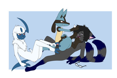 3_toes anthro anthro_on_anthro balls barefoot black_balls black_hair black_penis blue_body blue_fur blue_glans blue_penis claws erection eyewear feet foot_fetish foot_lick foot_on_face foot_on_penis foot_play footjob foreskin fur genitals glans glasses grey_body grey_fur group group_sex hair humanoid_genitalia humanoid_penis licking male male/male markings masturbation multicolored_body multicolored_fur nude open_mouth partially_retracted_foreskin paws penile penile_masturbation penis pink_glans red_eyes retracted_foreskin sex simple_background smile striped_body striped_fur striped_markings striped_tail stripes tail tail_markings threesome toe_claws toes tongue tongue_out trio two-footed_footjob white_body white_fur white_penis enookie nintendo pokemon fan_character syn_(fluffihoodie) absol domestic_cat felid feline felis generation_3_pokemon generation_4_pokemon lucario mammal pokemon_(species) procyonid raccoon absurd_res digital_media_(artwork) hi_res source_request