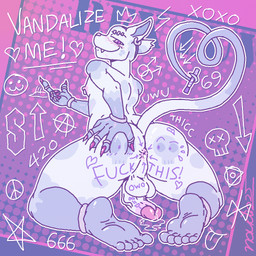 5_toes anklet anthro anus backsack balls big_ears blush bodily_fluids body_writing bracelet butt butt_grab claws curling_tail ear_piercing ear_ring eyebrow_piercing facial_piercing fangs feet genital_fluids genitals hairless hand_on_butt jewelry leaking_precum looking_back male marker nipple_piercing nipple_ring nipples penis piercing plantigrade precum raised_tail rear_view ring ring_piercing smile solo tail tail_holding_object teeth text toes vein veiny_penis naudiz_(artist) domestic_cat felid feline felis hairless_cat mammal 1:1 english_text