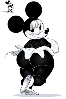 anthro big_breasts big_butt black_body bottomwear breasts bubble_butt butt clothing female footwear grin huge_breasts huge_butt looking_at_viewer looking_back narrowed_eyes presenting presenting_hindquarters shoes skirt smile solo tail supersneslewd disney minnie_mouse mammal mouse murid murine rodent 2024 hi_res