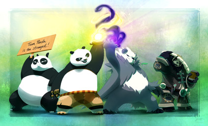 3_toes 5_fingers alcohol anthro asian asian_clothing asian_conical_hat bamboo bamboo_stick bandage bandaged_foot bangs beer beer_mug belly belt beverage big_belly black_body black_cape black_claws black_clothing black_eyebrows black_eyes black_feet black_nose black_paws bottomwear brown_paws cape chi_in_hand chi_user claws clothed clothing dark_pulse ears_up east_asian_clothing eyebrows fat_belly feet fingers fur gradient_background green_clothing green_eyes group hair happy hat headgear headwear japanese_clothing kemono leaf leaf_on_mouth male obese obese_anthro obese_humanoid obese_male overweight overweight_anthro overweight_humanoid overweight_male paws pose rivalry rivals sign simple_background smile smiling_at_another teeth teeth_showing text toes topless touching_hand touching_hands white_belly white_body white_eyes white_fur white_hair ja-punkster blizzard_entertainment dreamworks kung_fu_panda nintendo pokemon ranma_1/2 warcraft chen_stormstout chi genma_saotome goronda master_po_ping arthropod bear felid generation_6_pokemon giant_panda humanoid mammal pandaren pangoro pokemon_(species) ursine absurd_res crossover english_text hi_res