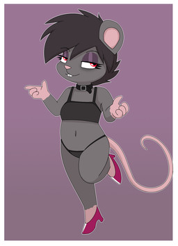 anthro border chibi clothed clothing eyeshadow female makeup mature_female smile smiling_at_viewer solo white_border pencil_bolt monroe_(pencil_bolt) mammal murid murine rat rodent absurd_res hi_res