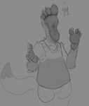 anthro bottomwear clothing feet foot_fetish foot_focus foot_hands foot_head full_foot_pawpads hindpaw male paws plantigrade shirt shorts soles solo topwear transformation what what_has_science_done where_is_your_god_now theheliumtiger canid canine fox mammal monochrome