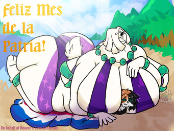 anthro beach big_breasts big_butt big_female breasts butt death_by_snu_snu female huge_breasts huge_butt hyper hyper_breasts hyper_butt male size_difference smaller_male smothering wet wet_body cantonmesh emilia_coyle mateus_veiles domestic_cat felid feline felis lagomorph mammal 4:3 hi_res