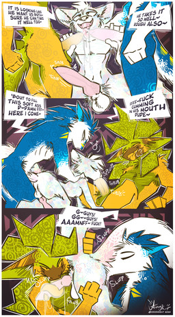 anal anal_penetration animal_genitalia animal_penis anthro anthro_on_anthro anthro_penetrated anthro_penetrating anthro_penetrating_anthro aroused backsack balls bodily_fluids bukkake canine_genitalia canine_penis cum dialogue ejaculation erection eyes_closed fellatio fur genital_fluids genital_piercing genitals group hands-free knot long_tongue looking_pleasured male male/male male_penetrated male_penetrating male_penetrating_male male_rimming_male masturbation multicolored_body nude open_mouth open_smile oral penetration penile penile_masturbation penile_penetration penis penis_in_ass penis_in_mouth penis_piercing piercing profanity rimming sex smile speech_bubble spitroast tail talking_to_another text throbbing throbbing_penis tongue tongue_out tonguejob trio ananafruit mythology dragon furred_dragon furred_scalie mythological_creature mythological_scalie pineapple_dragon scalie sergal 2026 absurd_res comic digital_media_(artwork) english_text hi_res signature