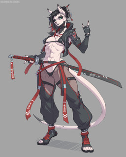 abs anthro biped bra breasts clothed clothed_anthro clothed_female clothing female fingers front_view gloves hair handwear looking_at_viewer melee_weapon navel panties simple_background solo standing sword tail teeth underwear weapon aurancreations domestic_cat felid feline felis mammal 2026 digital_drawing_(artwork) digital_media_(artwork) hi_res