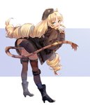 blonde_hair boots butt clothing female footwear gesture green_eyes hair hand_gesture happy hat headgear headwear high_heeled_boots high_heels jacket legwear long_hair looking_at_viewer open_mouth shoes solo standing tail tail_tuft thigh_highs topwear tuft v_sign eric_(pixiv) arknights hypergryph studio_montagne swire_(arknights) animal_humanoid felid felid_humanoid humanoid mammal mammal_humanoid pantherine pantherine_humanoid tiger_humanoid 2019 hi_res