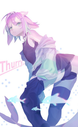 ambiguous_gender anthro bottomwear clothing looking_at_viewer looking_back miniskirt simple_background skirt solo standing text underwear white_background fur_noz thurry_(sollyz) aquatic cetacean dolphin fish mammal shark toothed_whale 2020 english_text hi_res