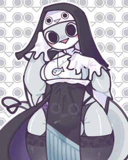 anthro big_breasts breasts clothing female fin fish_tail footwear garter_belt garter_straps legwear maid_headdress maid_uniform non-mammal_breasts simple_background socks solo standing thick_thighs thigh_highs thigh_socks translucent translucent_clothing uniform wide_hips lok_cat aquatic fish jawless_fish prehistoric_species sacabambaspis 2024 4:5 hi_res