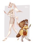 breasts brown_hair cellphone clothing dress duo electronics female furgonomics hair handbag hooves long_hair messy_hair phone ponytail purse size_difference skinny_female smartphone white_hair holivi equid equine horse mammal miniature_horse absurd_res hi_res