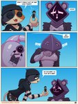 3:4 absurd_res anthro bear comic dialogue domestic_cat duo english_text epic_games felid feline felis female female/female fortnite hi_res hood ike_marshall lego lego_minifigure mammal meow_skulls raven_team_leader speech_bubble text yellow_eyes