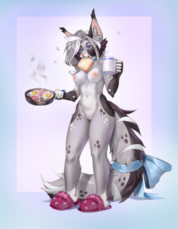 5_fingers abs anthro areola biped blue_eyes breasts female fingers front_view fur genitals grey_body grey_fur grey_hair grey_tail hair holding_object medium_breasts navel nipples nude nude_anthro nude_female simple_background solo standing tail vulva yellow_sclera avocado_seed mira_(myaut) felid feline lynx mammal 2025 absurd_res digital_drawing_(artwork) digital_media_(artwork) hi_res