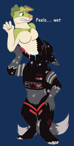 anthro duo female machine male male/female oral_vore vore mr_headcrab canid canine mammal protogen absurd_res alpha_channel hi_res