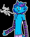 alpha_channel anthro arm_warmers armwear blue_body blue_fur canid canine chest_tuft choker clothed clothing digital_media_(artwork) fluffy_fluffington fox fur green_eyes jewelry low_res male mammal necklace reaction_image simple_background solo topless transparent_background tuft
