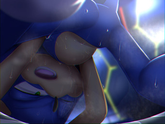 all_fours anthro belly black_nose blue_body blue_fur blurred_background bodily_fluids featureless_crotch fur green_eyes male null one_eye_closed open_mouth pain pupils solo spread_legs spreading sweat tail tan_arms tan_belly tan_muzzle teeth tongue kalk427 sega sonic_the_hedgehog_(series) sonic_the_hedgehog eulipotyphlan hedgehog mammal 4:3 shaded