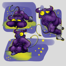 anthro anus butt clothing embarrassed footwear genitals jockstrap male penis presenting presenting_anus presenting_penis purple_body rear_view socks solo spade_tail tail underwear zam demon 1:1