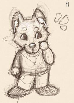 anthro bottomwear clothed clothed_anthro clothed_male clothing earbuds ears_up electronics eyebrows footwear fur headphones looking_aside male pants shirt shoes smile solo topwear reynard_goodfellow canid canine canis mammal wolf monochrome