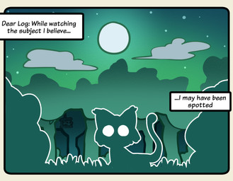ambiguous_gender black_text cloud duo empty_eyes feral forest full_moon fur grass moon narration night outside plant sky solo_focus star starry_sky tail text tree white_eyes wide_eyed itsunknownanon waketab_(waketab) felid feline mammal 2026 absurd_res english_text hi_res