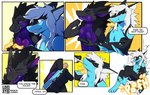 anthro dialogue drinking duo gaming male one_eye_closed potion shrinking_potion text wink isohak23 mythology dragon mythological_creature mythological_scalie scalie absurd_res comic hi_res url