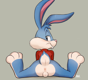 3_toes anthro anus arm_support backsack ball_tuft balls bedroom_eyes black_eyebrows blue_body blue_ears blue_eyes blue_fur blue_tail blue_tuft blush bottomless bottomless_anthro bottomless_male buckteeth butt cheek_tuft clothed clothing countershade_balls countershade_butt countershade_face countershade_feet countershade_genitalia countershade_tail countershading eyebrows facial_tuft feet flexible fluffy fluffy_tail fur genitals grey_background half-closed_eyes head_tuft hindpaw long_ears long_sleeve_shirt long_sleeves looking_at_viewer looking_back male narrowed_eyes one_eye_obstructed overbite paws pink_anus pink_inner_ear pink_nose presenting presenting_anus presenting_balls presenting_hindquarters presenting_to_viewer raised_eyebrows raised_tail rear_view red_clothing red_shirt red_topwear scut_tail seductive shadow shirt shirt_only short_tail shota simple_background smile solo splits spread_legs spreading tail teeth text toeless_(marking) toes topwear topwear_only tuft two_tone_tail white_balls white_body white_countershading white_fur white_tail young young_anthro young_male dandi tiny_toon_adventures warner_brothers buster_bunny lagomorph leporid mammal rabbit 2021 artist_name